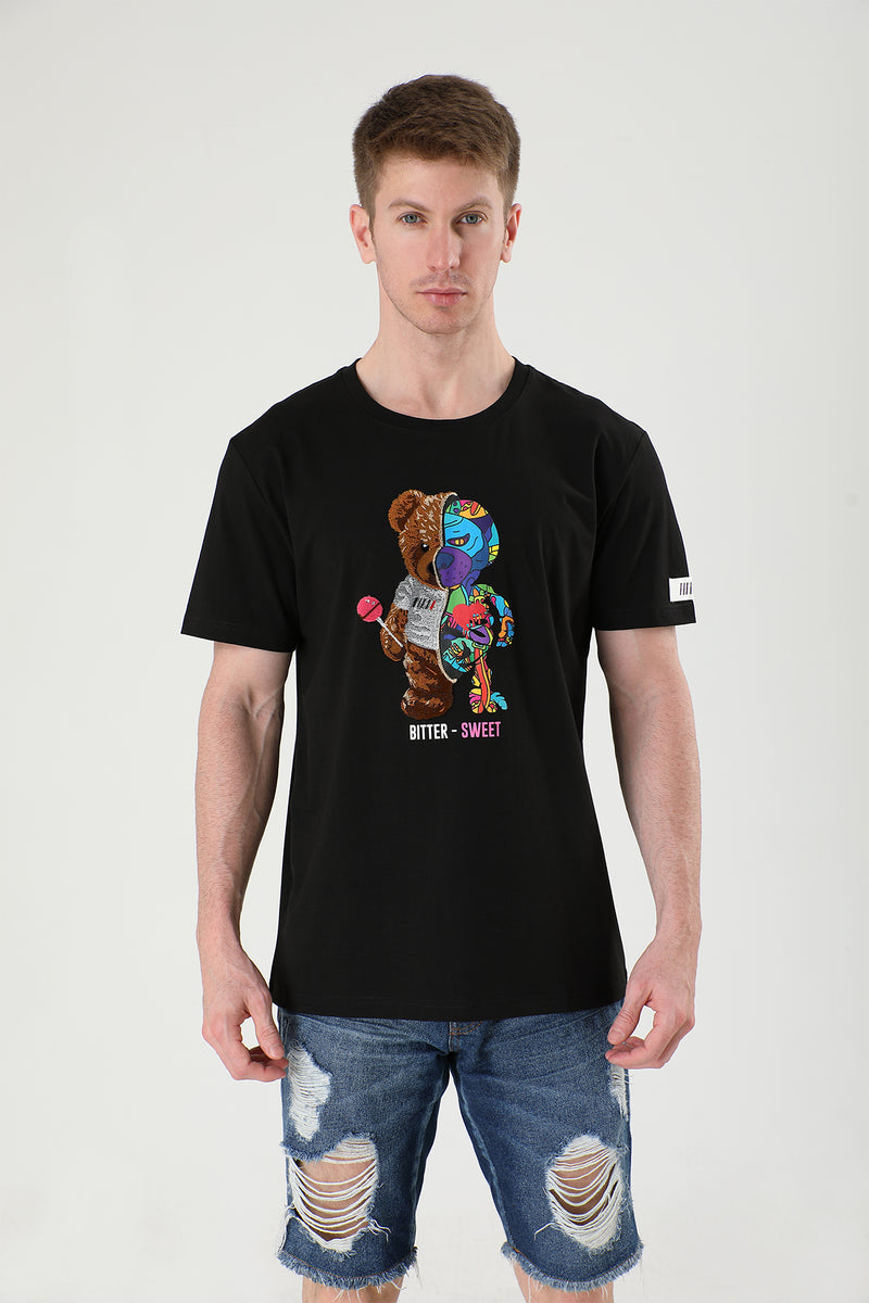 BITTER-SWEET Bear Graphic Mens T-shirt